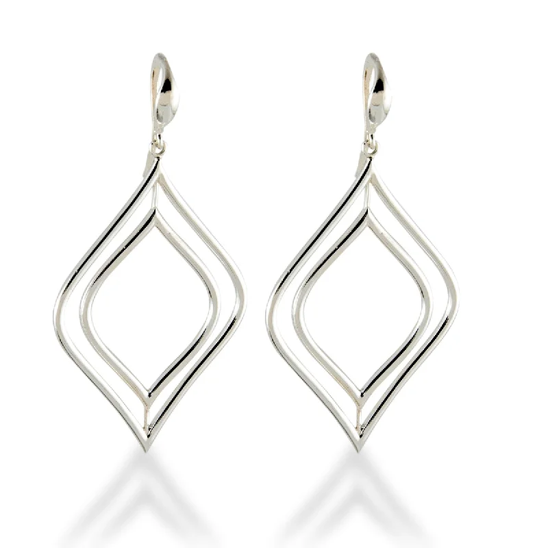 Ladies crescent earrings-Double Marquis Drop Wire Earring