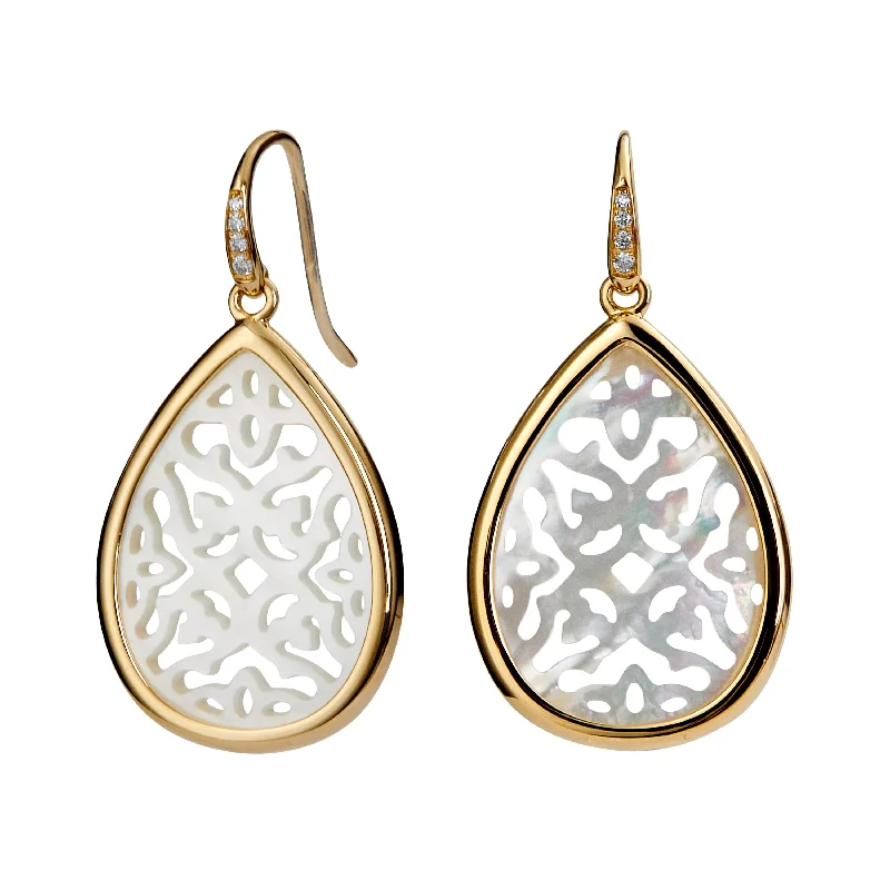 Ladies geometric earrings-Carved Pearl Earrings