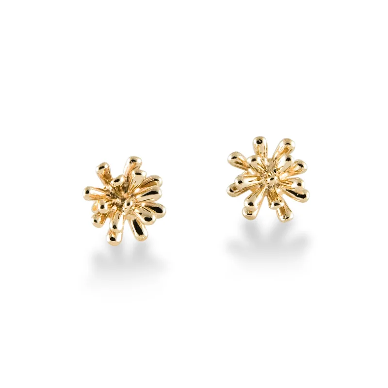 Ladies heart drop earrings-Mini Fireworks Earrings in 14K Gold