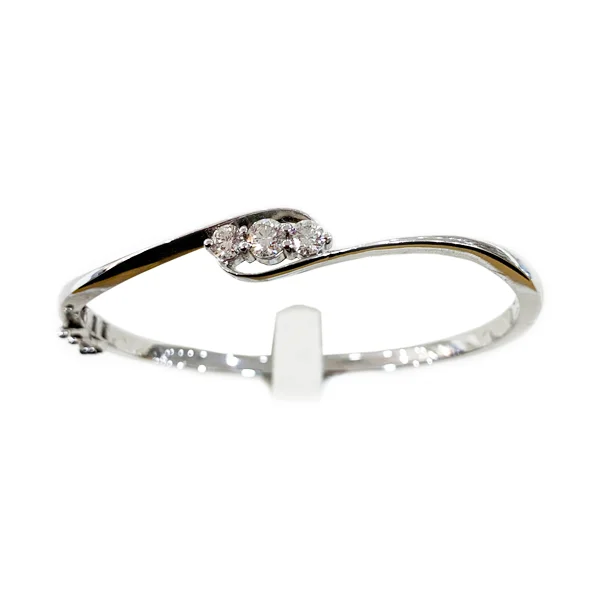 14k White Gold Diamond Bangle