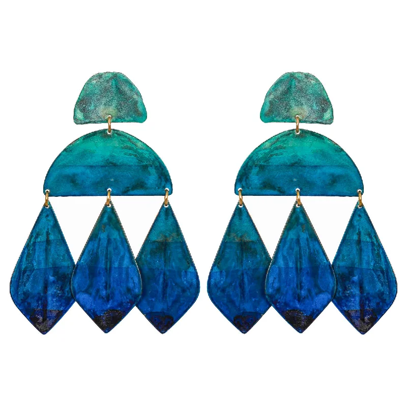 Ladies diamond drop earrings-Ocean Ombre Kalaiya Earrings