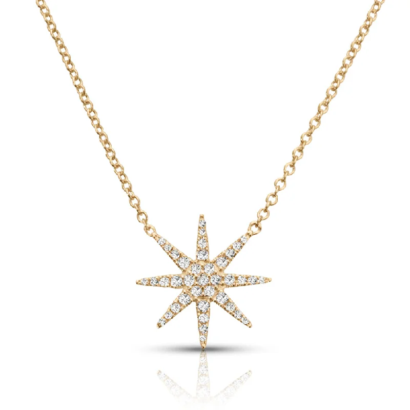 Ladies antique necklaces-Eight-Point 0.16 ctw Diamond Star Necklace Pendant