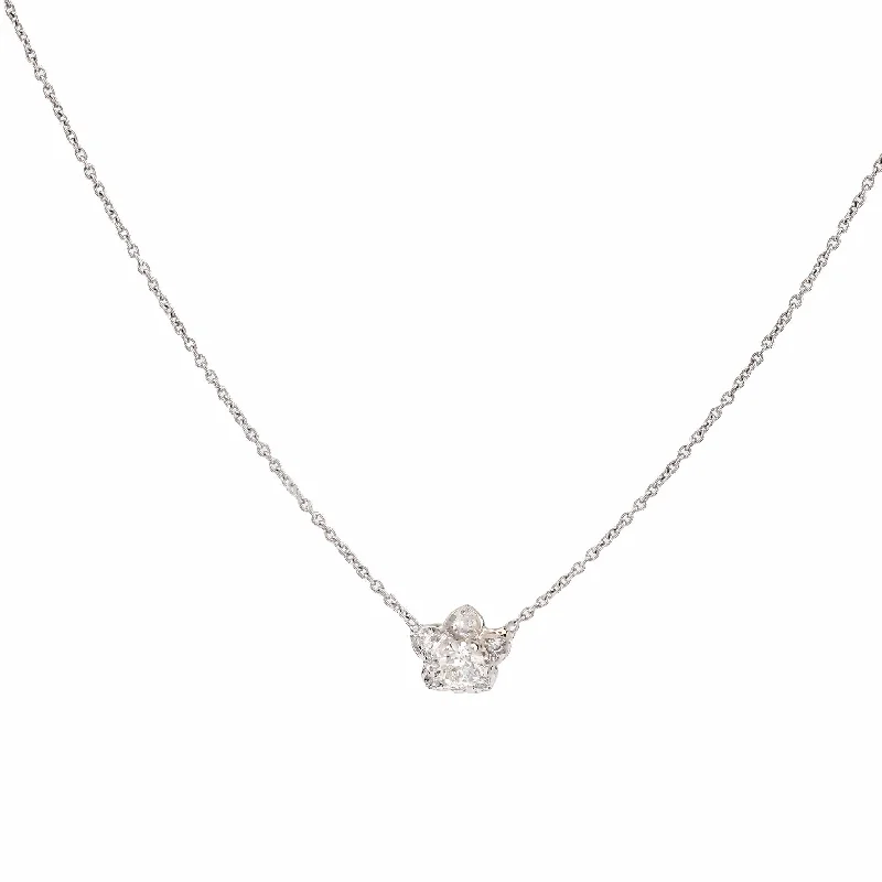 Ladies chunky necklaces-Antique Style .35 Carat Diamond Platinum Flower Necklace