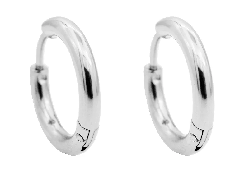 Ladies vintage-inspired earrings-Mens 17mm Stainless Steel Hoop Earrings