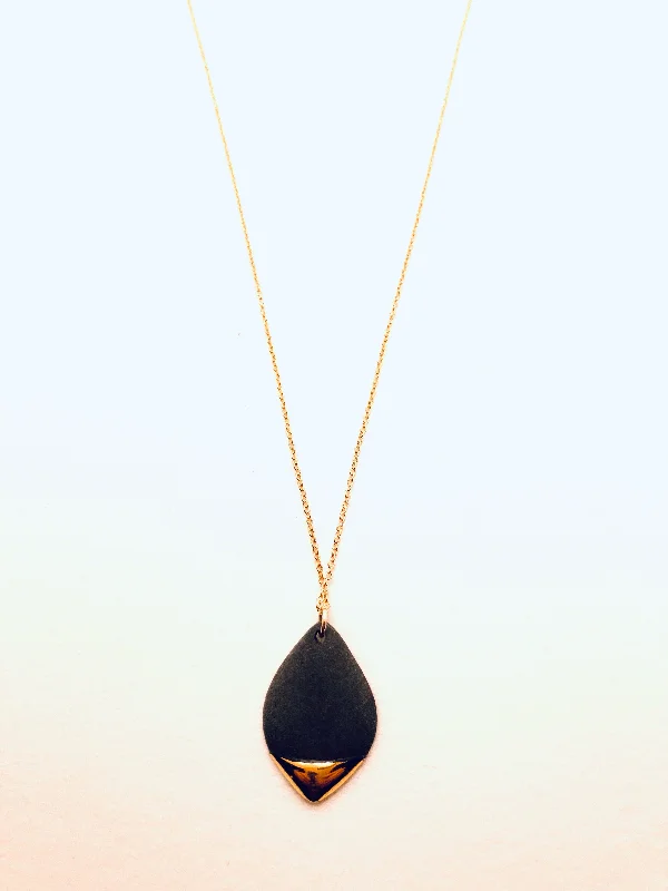 Ladies gold chain necklaces-Marquise Necklace, Black