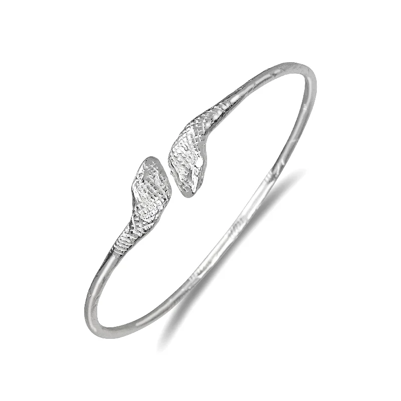 Snake Ends .925 Sterling Silver West Indian Bangle, 1 piece