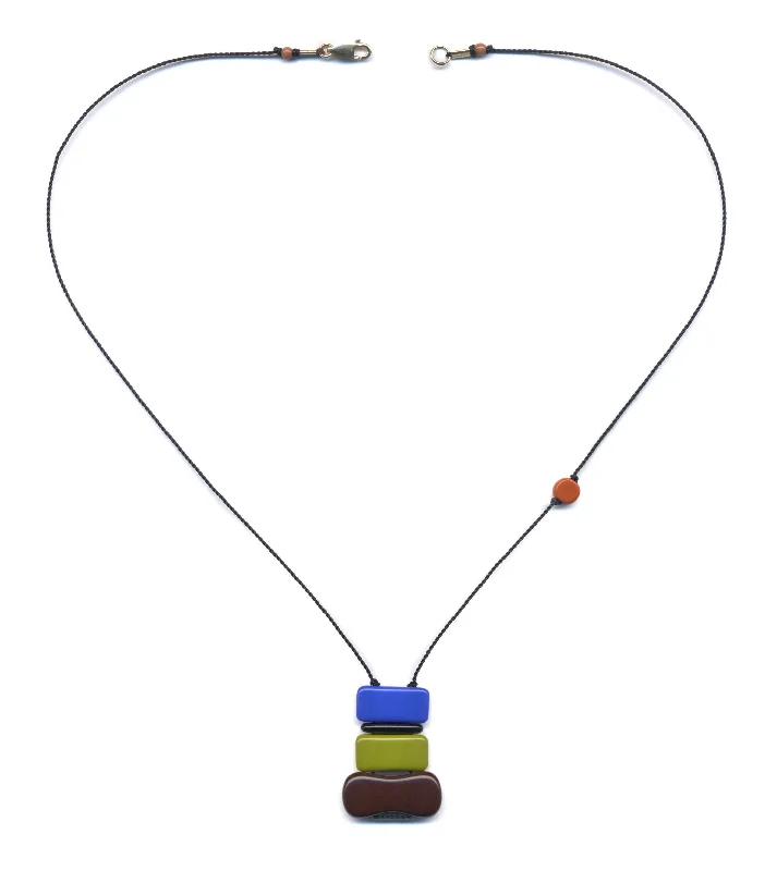 Ladies butterfly pendant necklaces-Colorblock Necklace, German Vintage Glass Beads