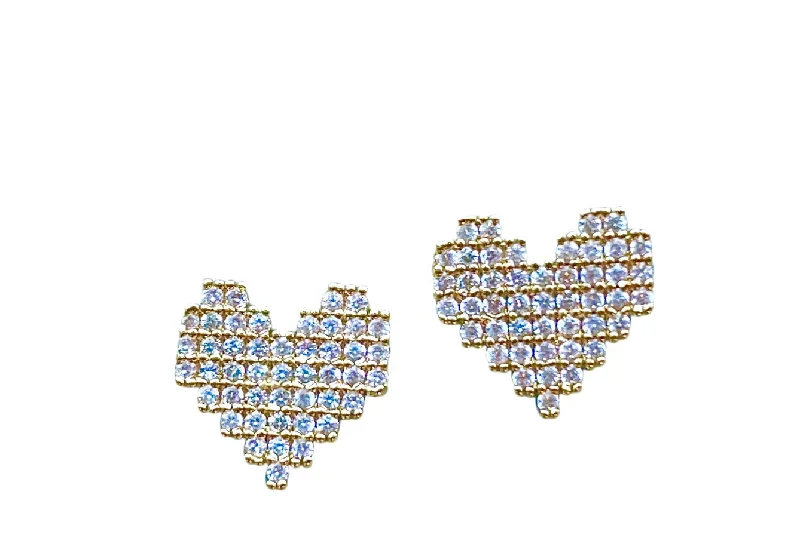 Ladies silver earrings-Multi Heart Stud