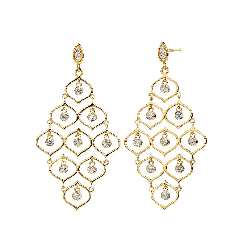 Ladies boho style earrings-Diamond Chandelier Earrings