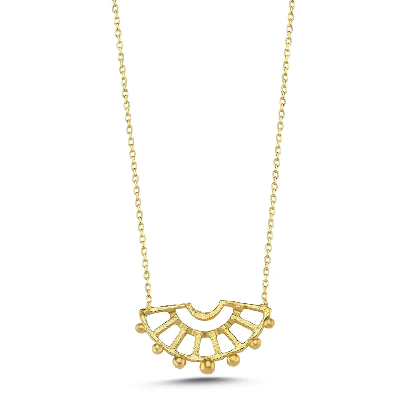 Ladies monogram necklaces-Golden Arc Necklace