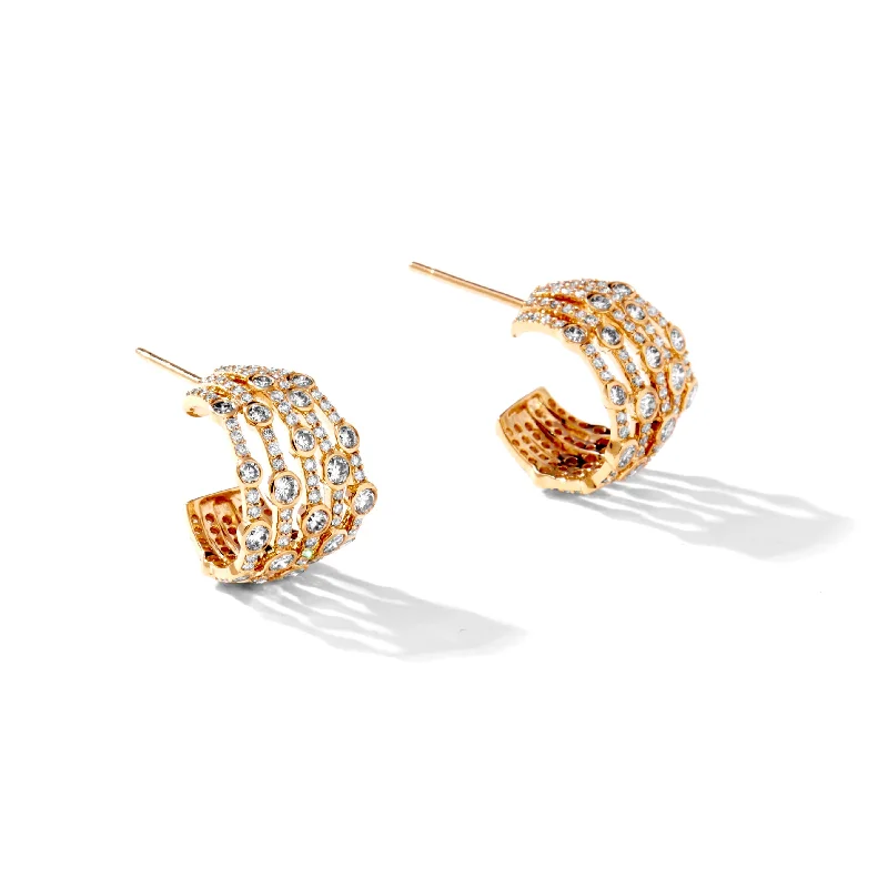 Ladies diamond stud earrings-Diamond Hoops