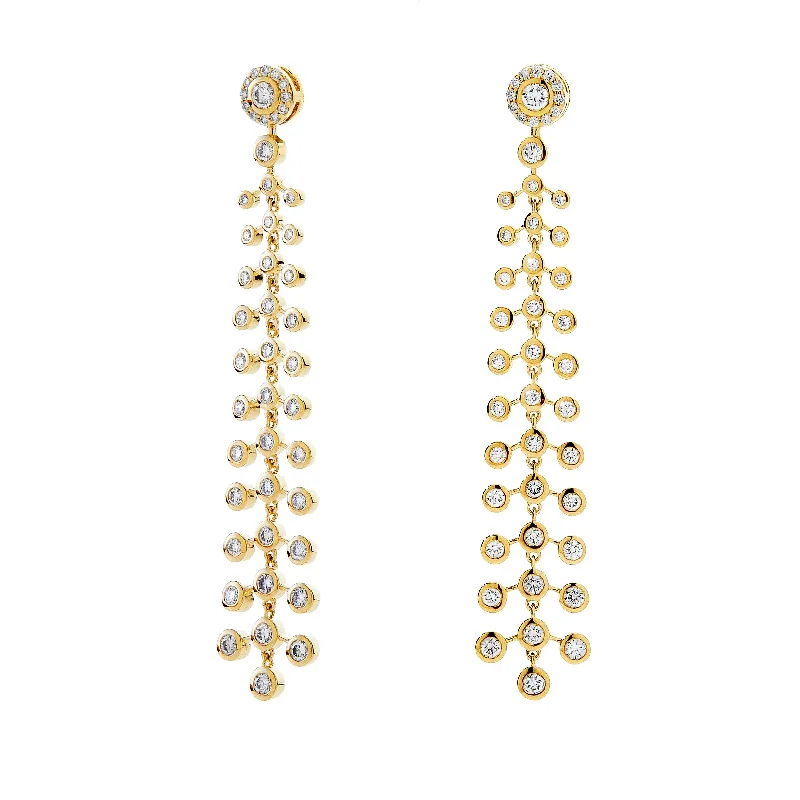 Ladies gold earrings-Diamond Chandelier Earrings