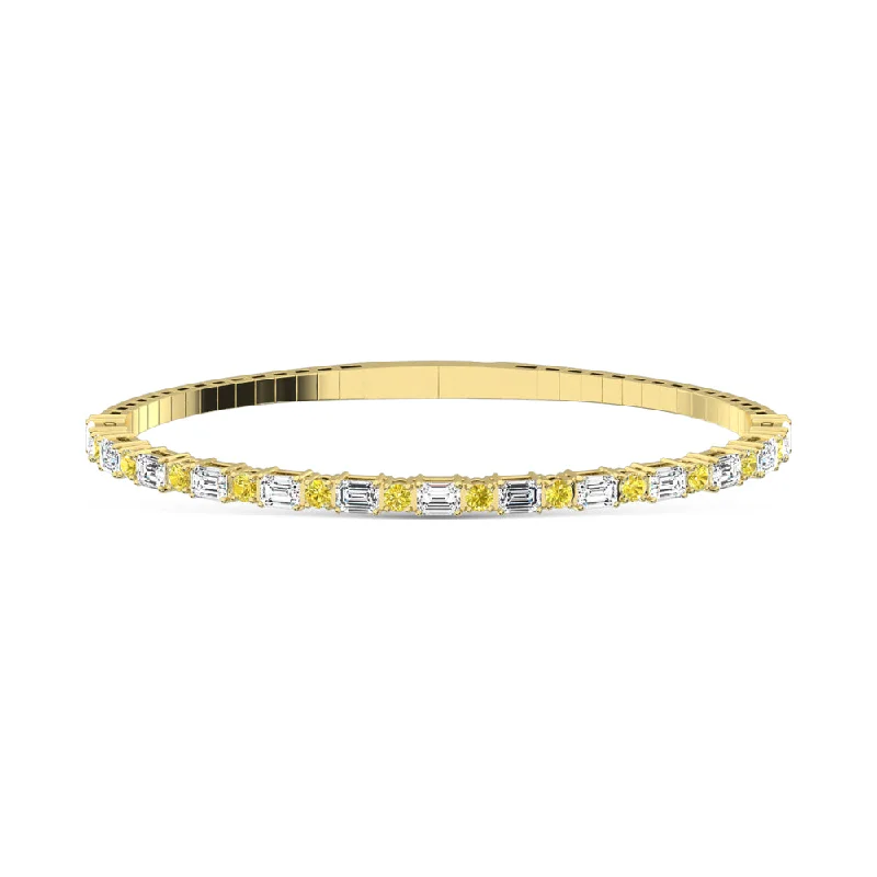 14K Two Tone Lab Grown White and Yellow Diamond 2 7/8 Ct.Tw. Bangle