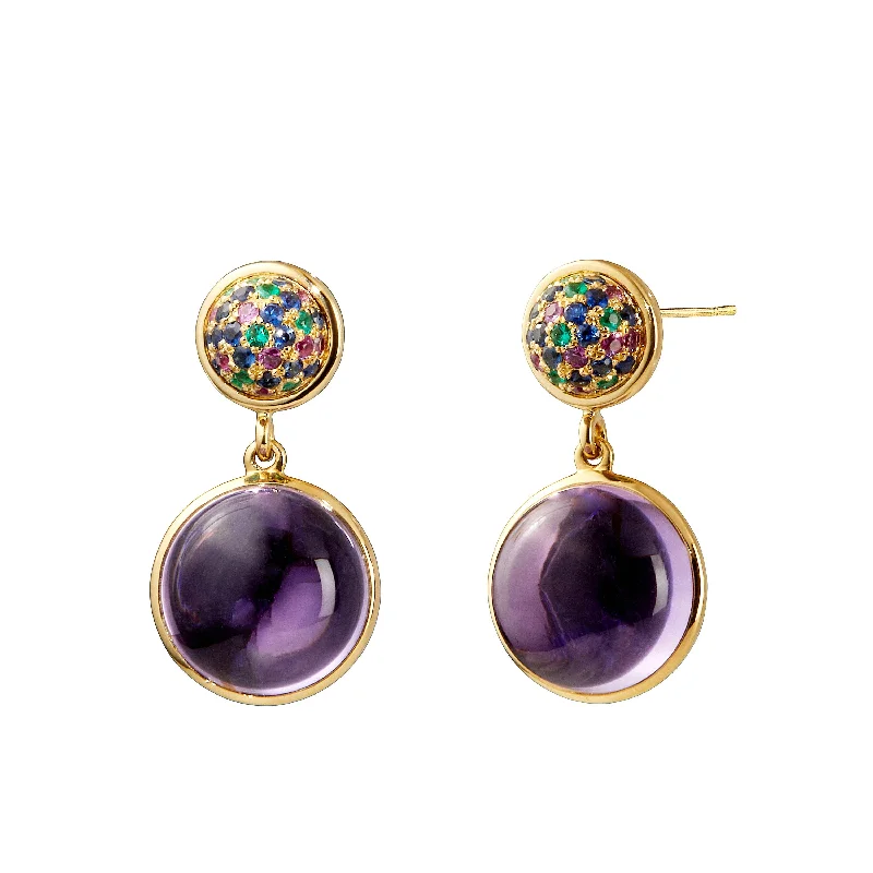 Ladies bold earrings-Double Drop Gem Earrings