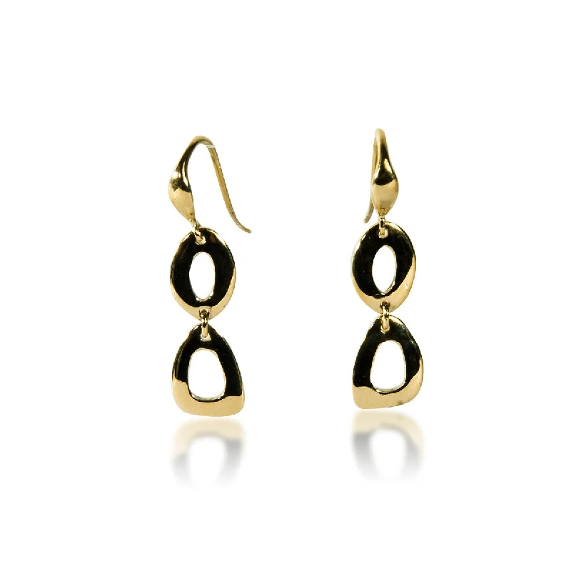 Ladies vintage earrings-Geometric Drops in 14K Gold