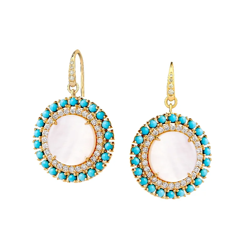 Ladies chic earrings-Turquoise Diamond Earrings