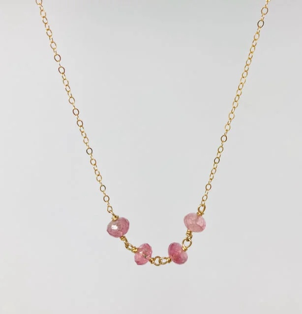 Ladies ruby necklaces-Pink Tourmaline and Gold Filled Necklace