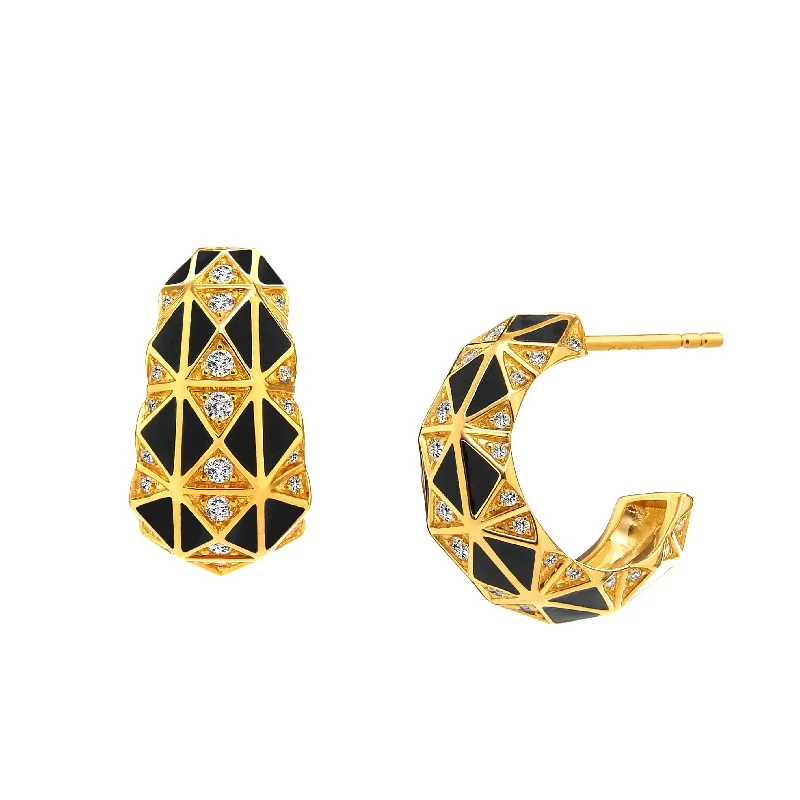 Ladies silver stud earrings-Enamel Hoops