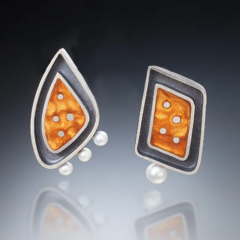 Ladies trendy earrings-Framed Geometric Earrings