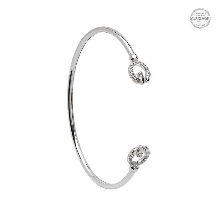 Sterling Silver Swarovski Claddagh Cuff Bangle SW71