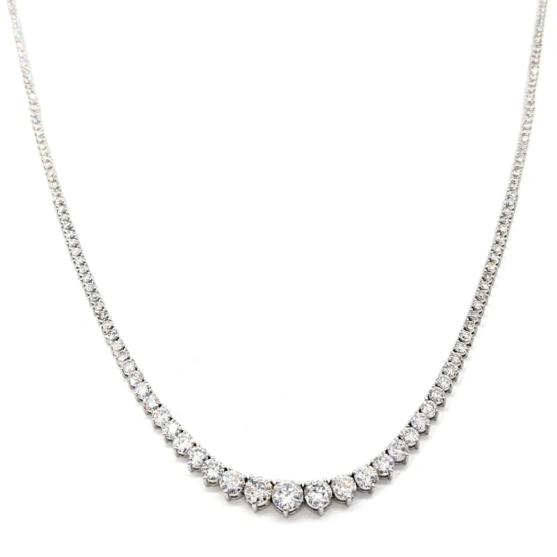 Ladies diamond heart necklaces-Graduated 10.0 ct. Diamond Tennis Necklace