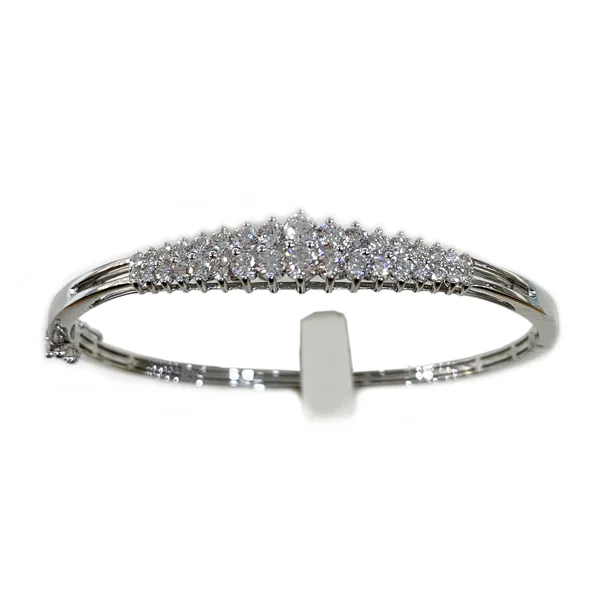 14k White Gold Diamond Bangle