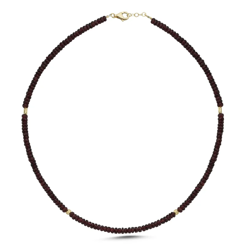 Ladies lock and key necklaces-Garnet Gold Necklace