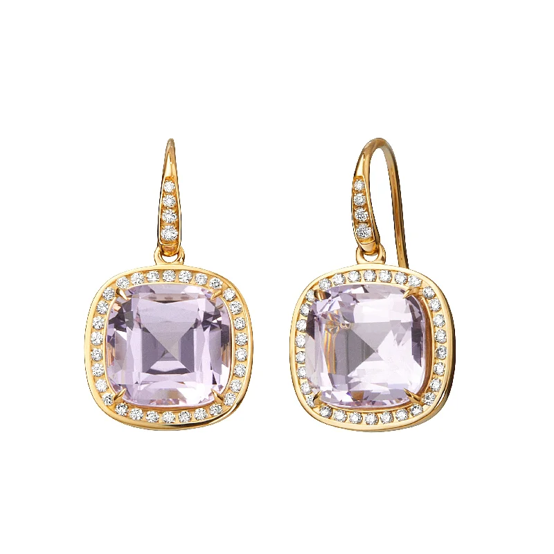 Ladies ear cuffs-Cushion Diamond Earrings