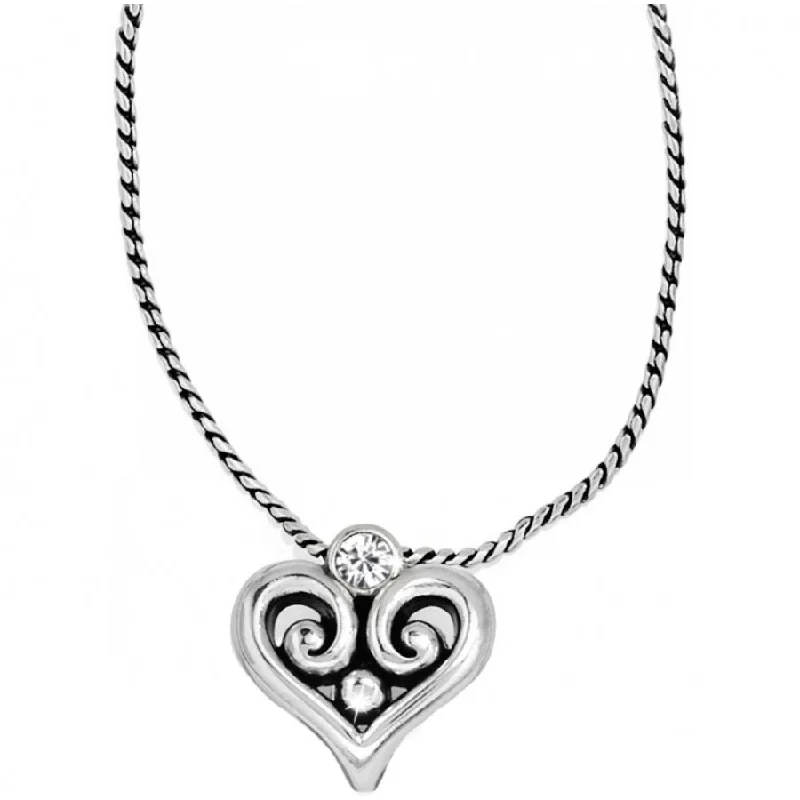 Ladies diamond bar necklaces-Alcazar Heart Badge Clip Necklace