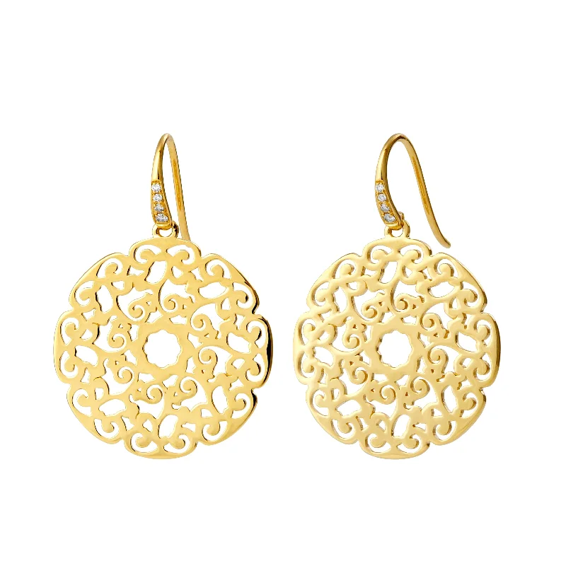 Ladies gold drop earrings-Ornate Gold Earrings