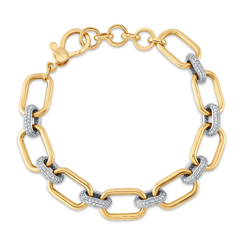 Halcyon diamond link bangle, 14kt gold