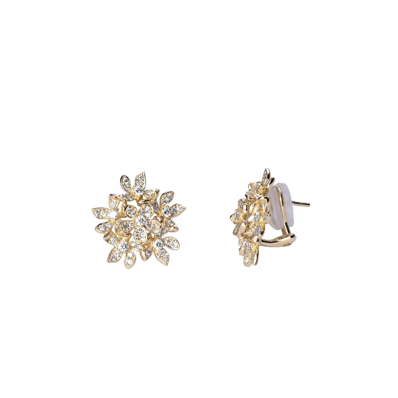 Ladies oval drop earrings-Flower Bunch Earrings