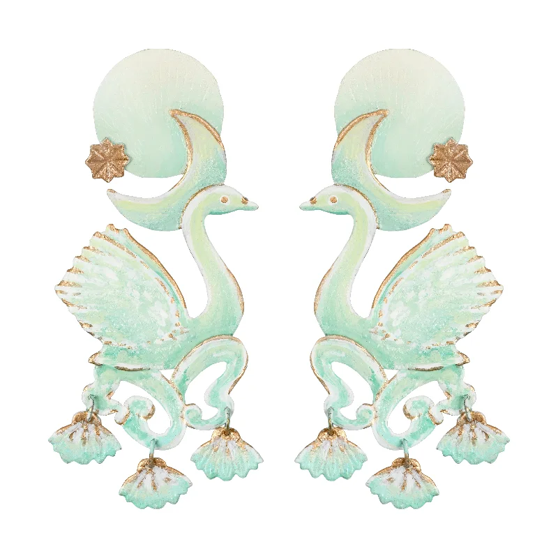 Ladies gold stud earrings-Jade Cygnet Earrings