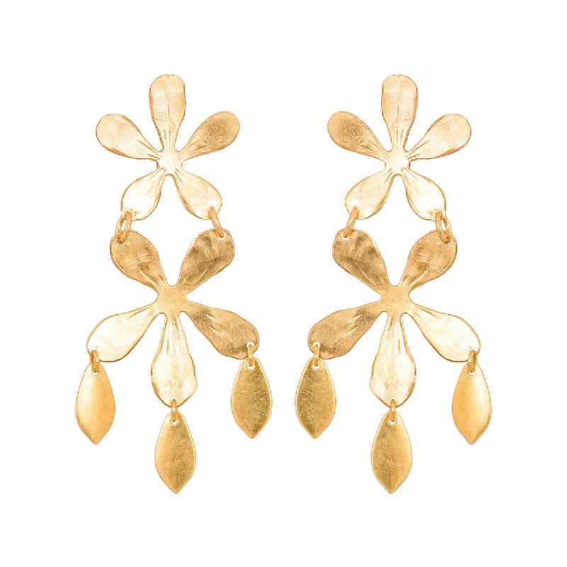 Ladies stud hoop earrings-Gold Blossom Earrings