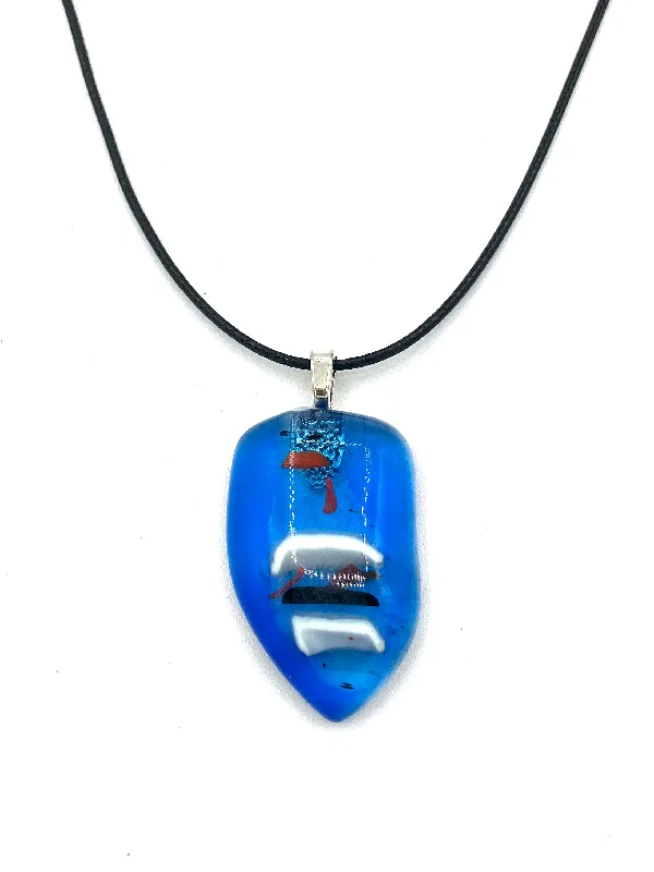 Ladies friendship pendant necklaces-Necklace with  Fused Glass Pendant, Small Pendant, Clear Blue