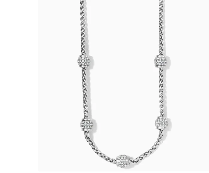 Ladies solitaire necklaces-MERIDIAN PETITE SHORT SILVER TONE NECKLACE