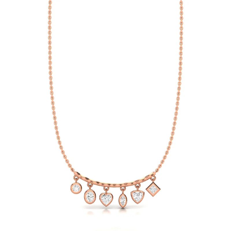 Ladies geometric necklaces-Individuality Celebrations Gold Necklace with Lab Grown Diamonds