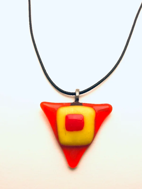 Ladies birthstone necklaces-Necklace with fused Glass Pendant, small Pendant, triangular