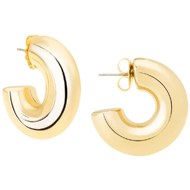 Ladies pearl earrings-Small gold hoop