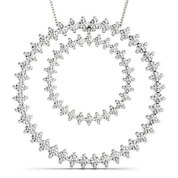 Ladies designer pendant necklaces-2.17 ctw Diamond Double Circle Necklace Pendant