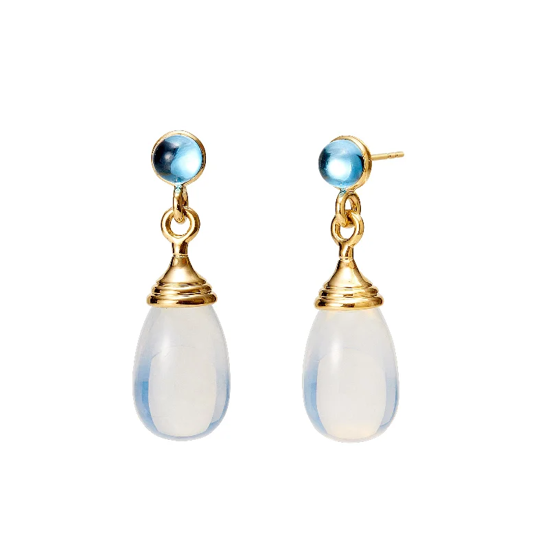 Ladies fashion gold earrings-Drop Earrings