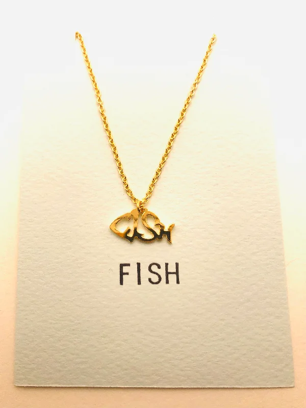 Ladies heart pendant necklaces-Fish in English Petit Necklace