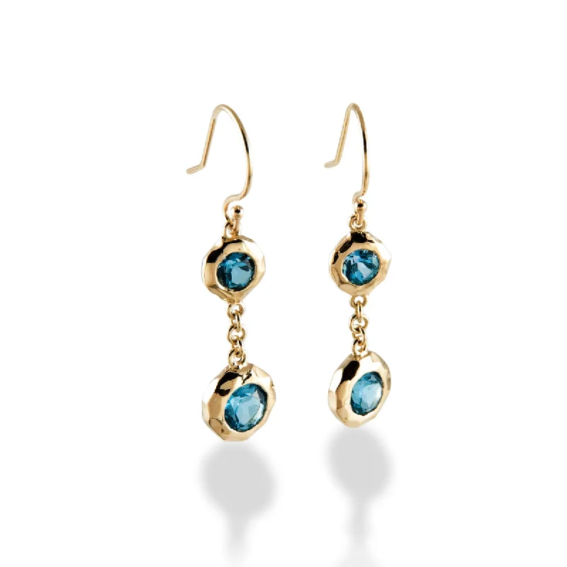 Ladies gold drop earrings-Double Drops with Semi Precious Stones