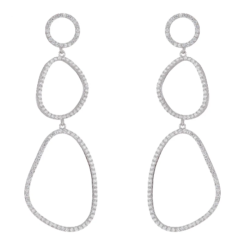 Ladies gold diamond earrings-Silver Mena