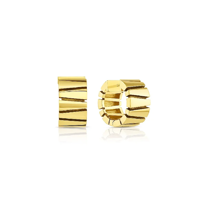 Ladies gold drop earrings-Trapezoid Snap Hoops in 14K Gold