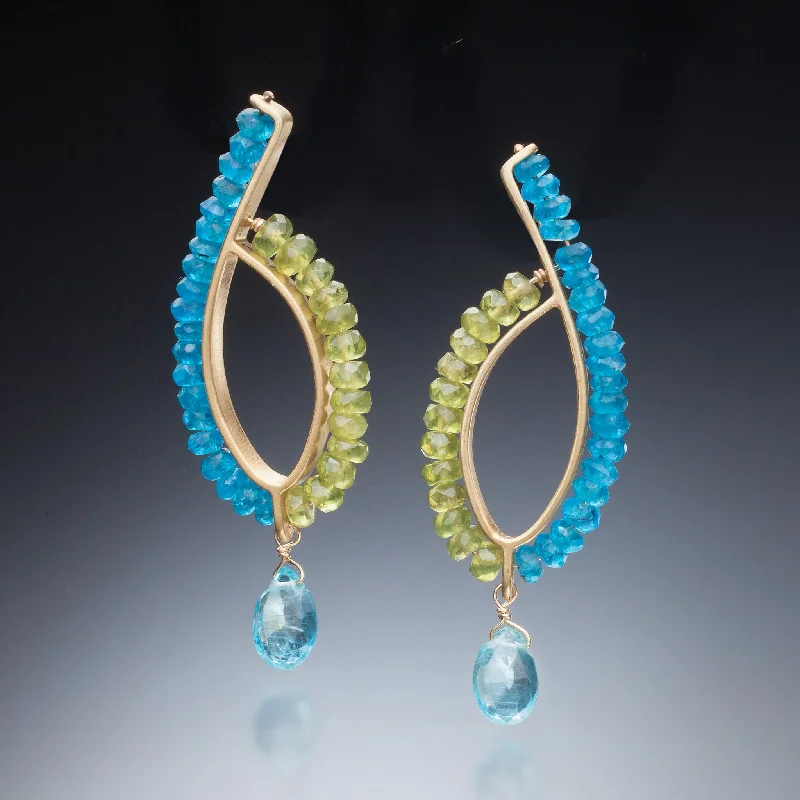 Ladies gold drop earrings-Gemstone Loop Earrings (gold)