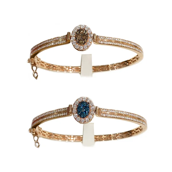 14k Rose Gold Brown/Blue Diamond Bangle