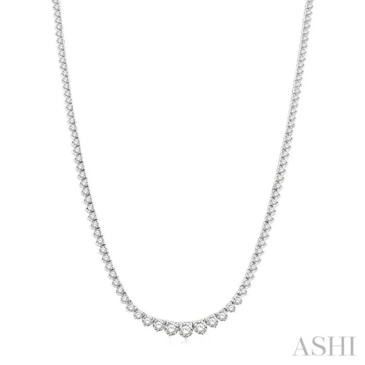 Ladies twisted necklaces-7 ctw Riviera Round Cut Diamond Necklace in 14K White Gold