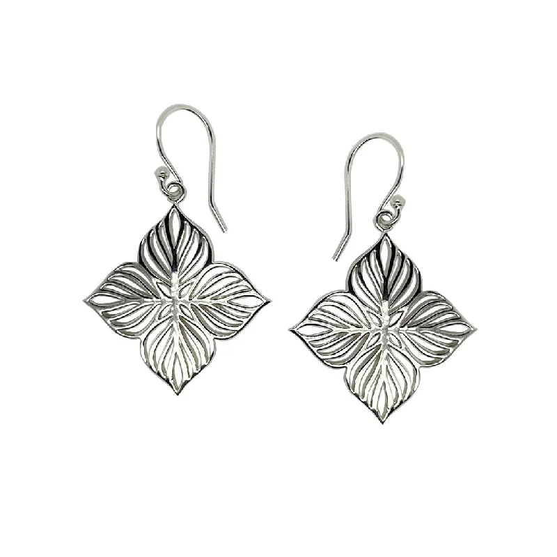 Ladies fringe earrings-Small Dogwood Flower Earrings