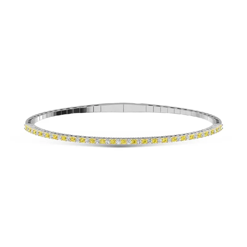 14K White Gold  1 Ct.Tw.  Alternate white and Yellow Lab Grown Diamond Bangle